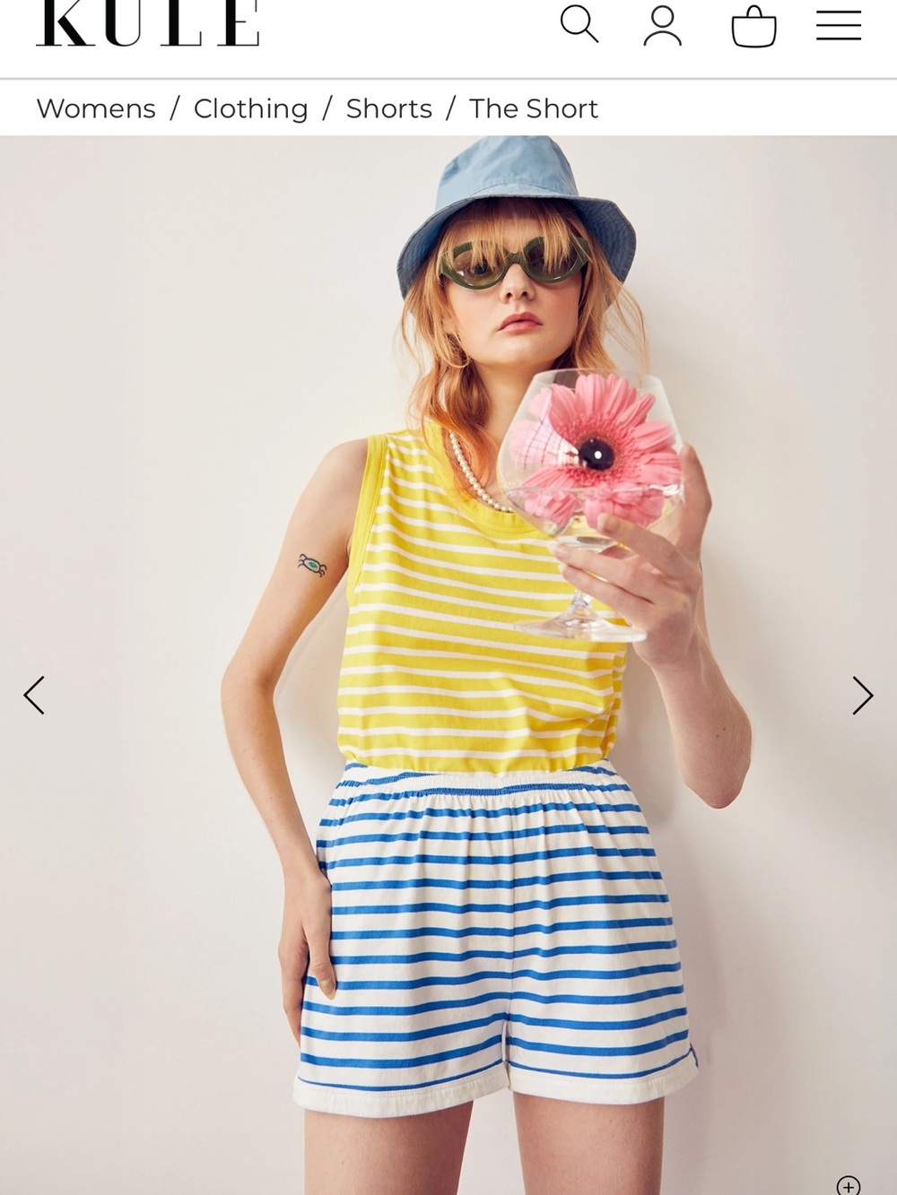 KULE Blue & White Striped Knit Shorts - Picture 4 of 4